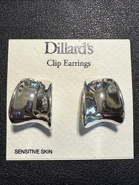 Dillards Silver-Tone Clip On Earrings NEW